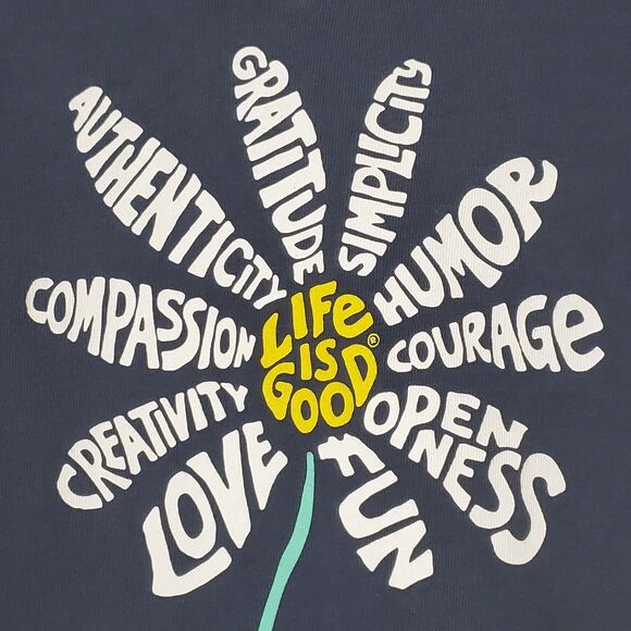 LIFE IS GOOD Crusher Tee Size S The Art Of Optimism Blue Short Sleeve Womens - Picture 2 of 9
